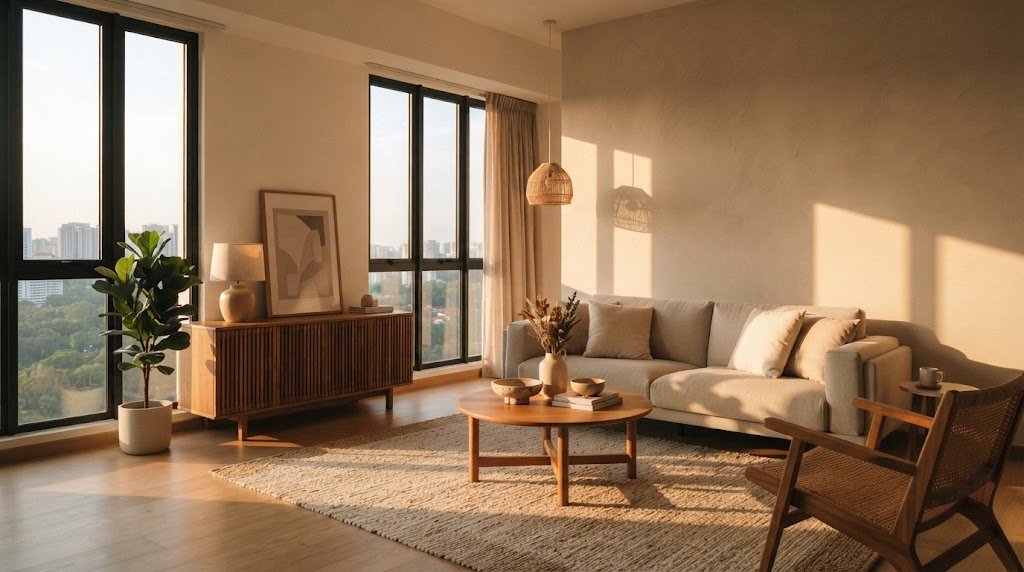 Sunlit living room freshly painted by Sunnex PaintWorks