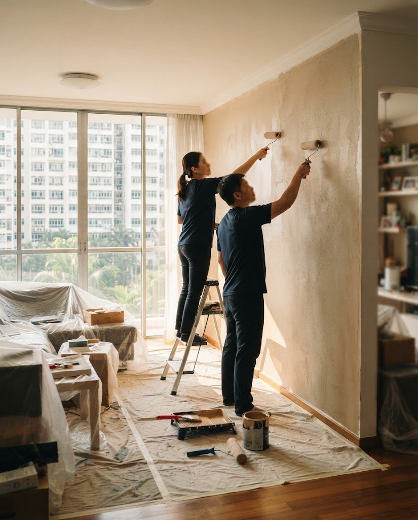 Sunnex painters at work in a Singapore home